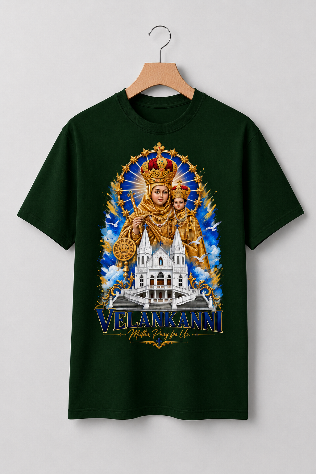 Velankanni Matha Premium Tshirt | Dark Green