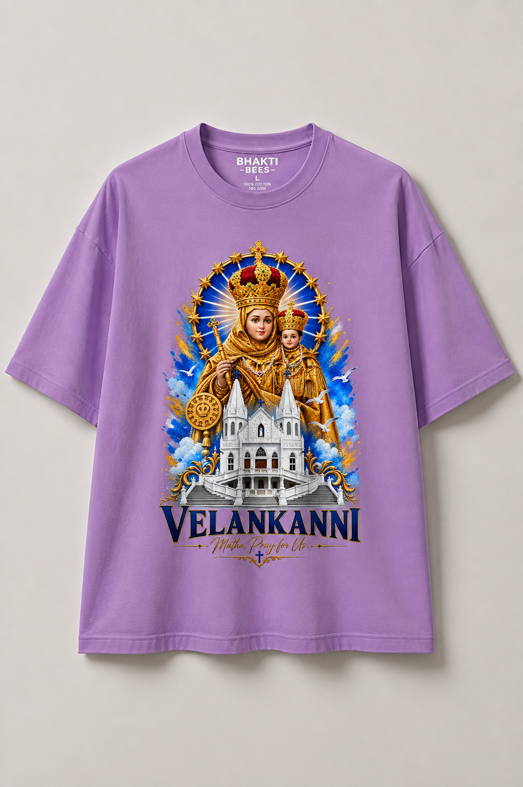 Oversized Premium Tshirt | Velankanni Matha Design | All Colors
