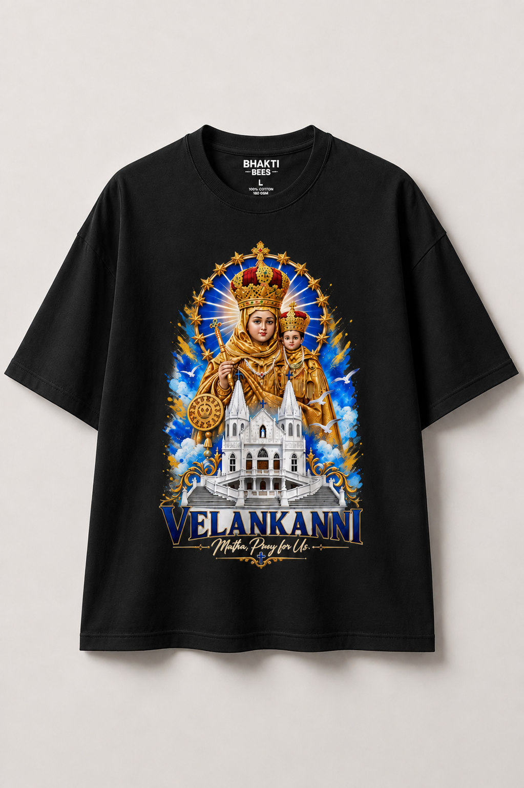 Oversized Premium Tshirt | Velankanni Matha Design | All Colors