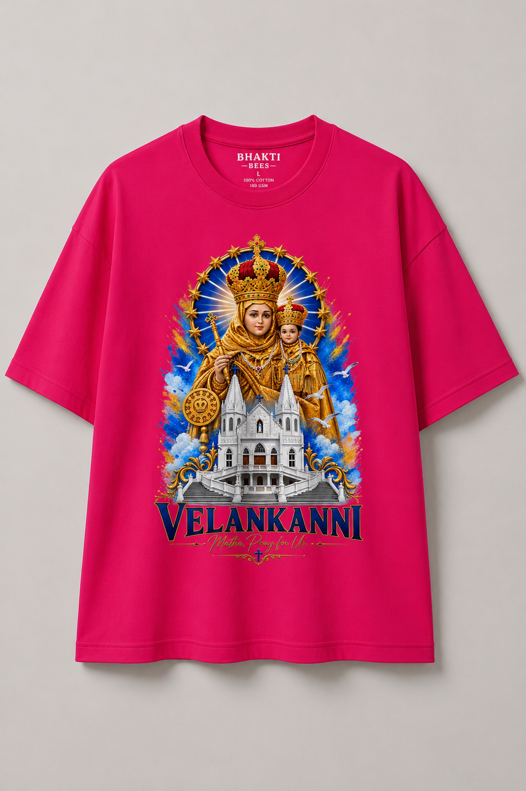 Oversized Premium Tshirt | Velankanni Matha Design | All Colors
