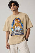 Oversized Premium Tshirt | Velankanni Matha Design | Beige