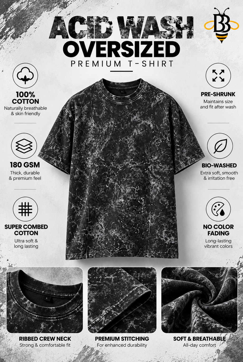 Stone Black – Oversized Premium T-Shirt