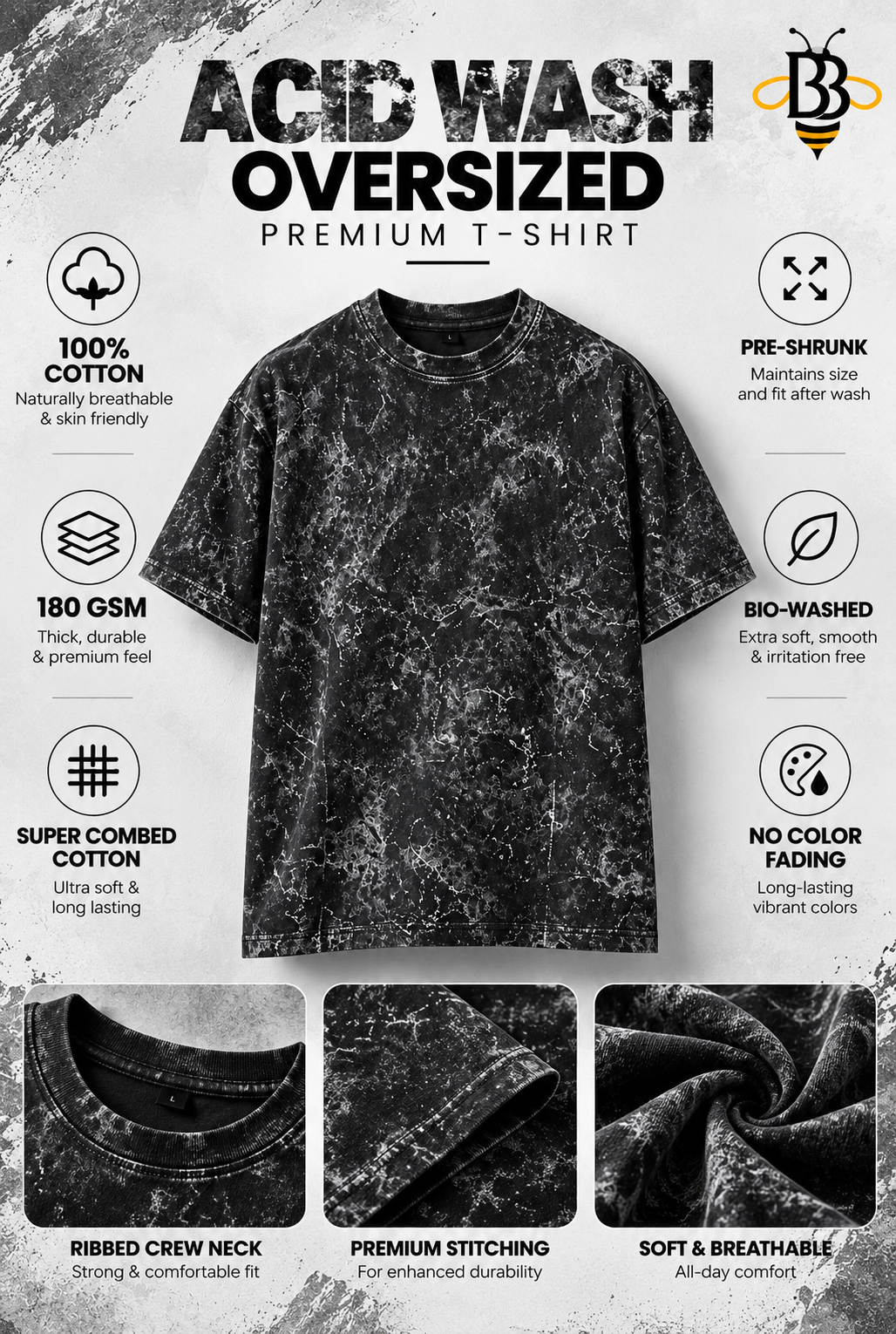 Stone Black – Oversized Premium T-Shirt