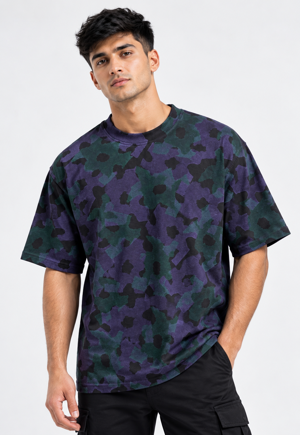 Leaf Camo Fade – Acid Wash Oversized Premium T-Shirt
