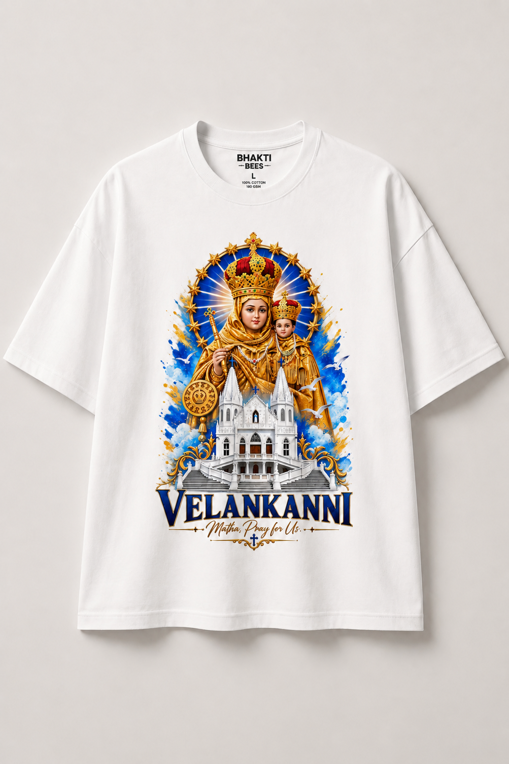 Oversized Premium Tshirt | Velankanni Matha Design | All Colors