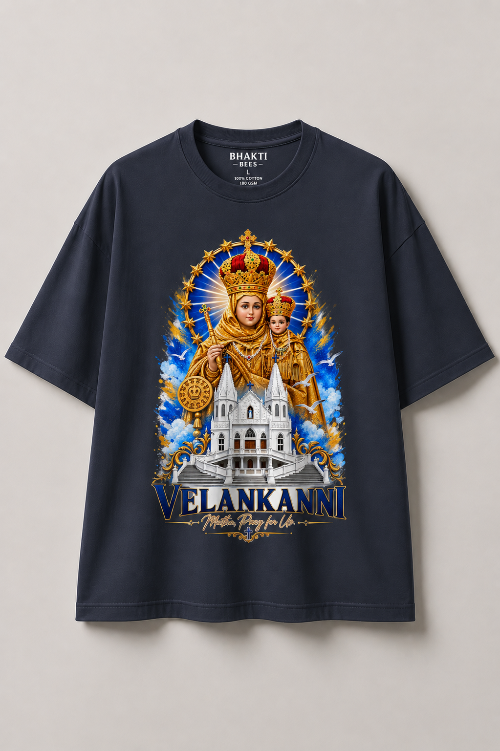 Oversized Premium Tshirt | Velankanni Matha Design | All Colors