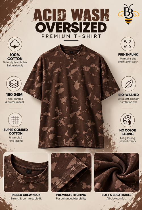 Browb Splatter Wash – Acid Wash Oversized Premium T-Shirt