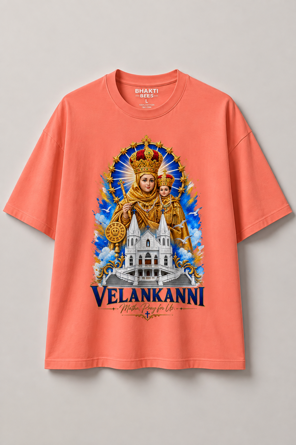 Oversized Premium Tshirt | Velankanni Matha Design | All Colors
