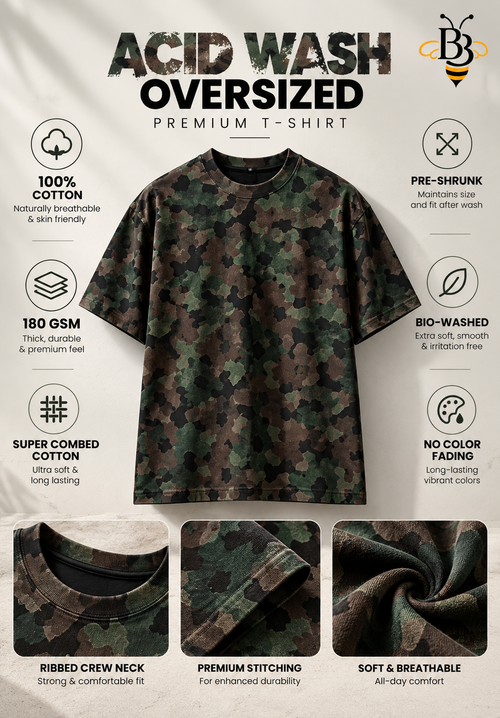 Camo Fade – Acid Wash Oversized Premium T-Shirt