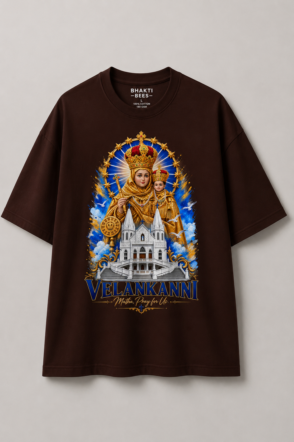 Oversized Premium Tshirt | Velankanni Matha Design | All Colors