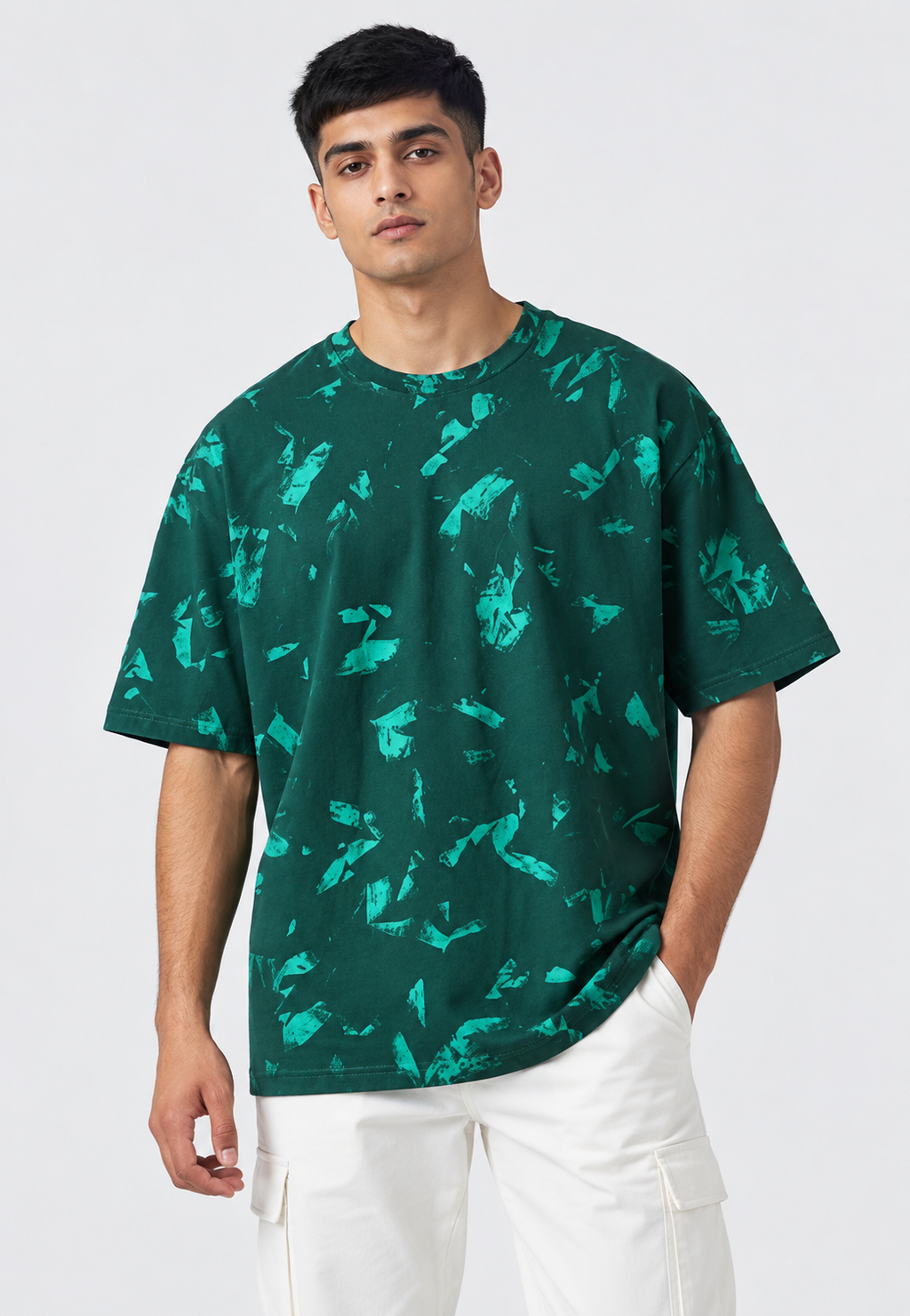 Dark Green Splatter Wash – Acid Wash Oversized Premium T-Shirt