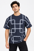 Blue Block Fade – Acid Wash Oversized Premium T-Shirt