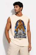 Velankanni Mary Oversized Tank Top | Premium Sleeveless Tshirt | Off White