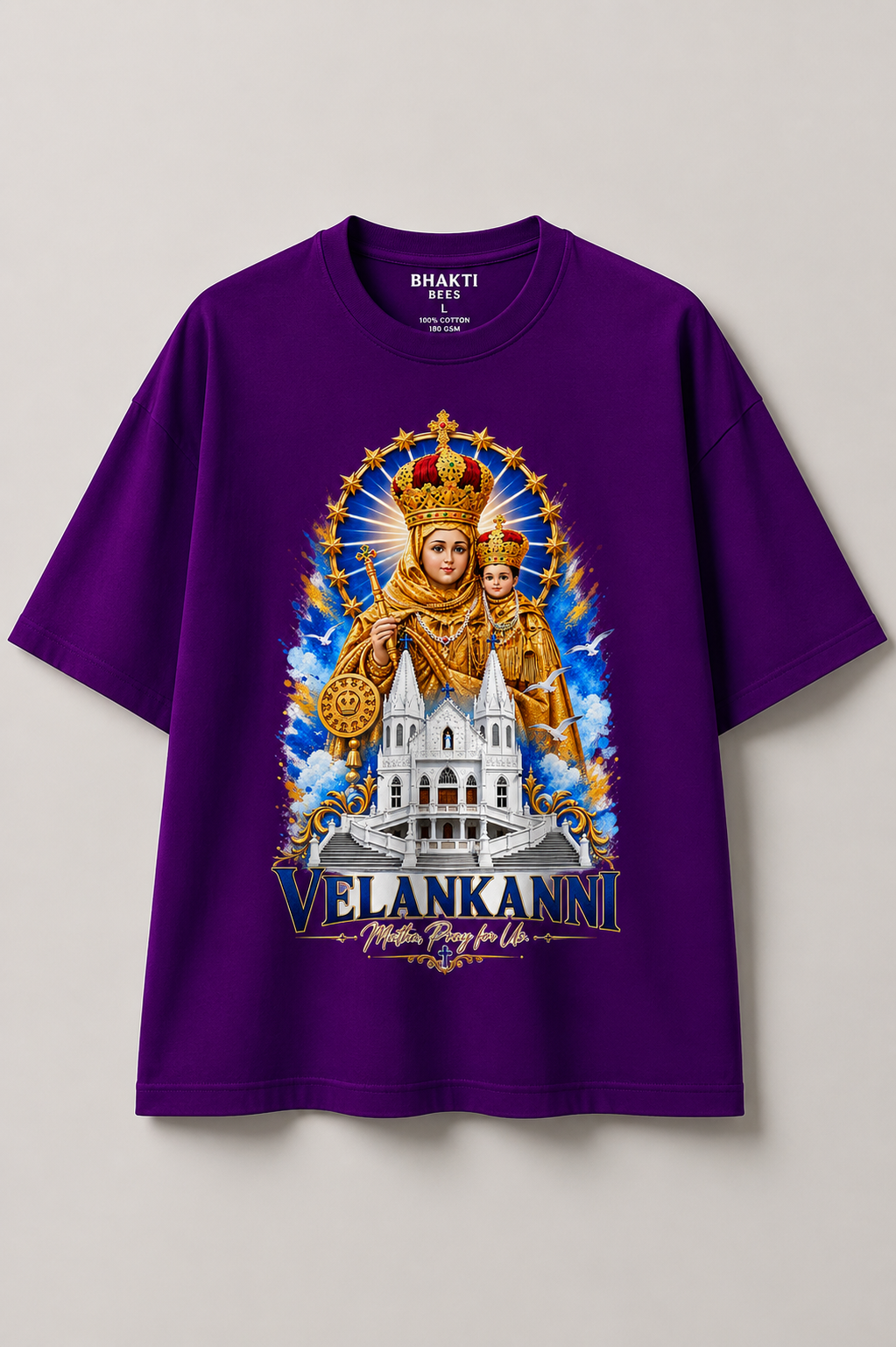 Oversized Premium Tshirt | Velankanni Matha Design | All Colors