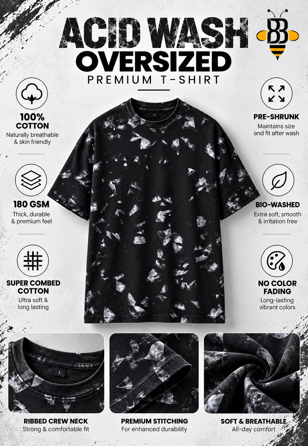 Splatter Wash – Acid Wash Oversized Premium T-Shirt